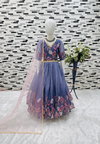Oc 202 Taby Silk Organza With Digital Print Kids Wear Gown With Dupatta Exporters In India